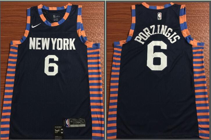 Men New York Knicks #6 Porzingis Black City Edition Game Nike NBA Jerseys